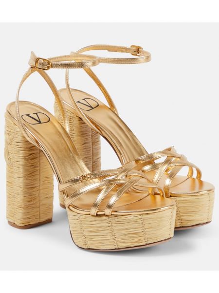 Kožené sandále Valentino Garavani zlatá