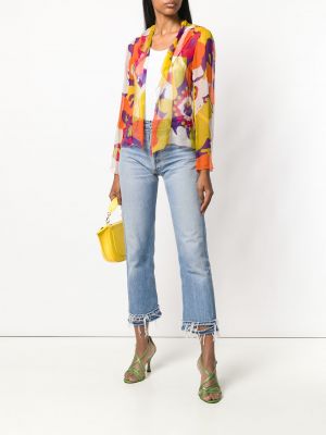 Blusa con estampado transparente con estampado abstracto Chanel Pre-owned amarillo