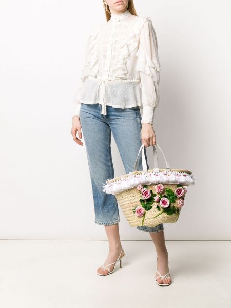 Bolso shopper de flores con apliques Dolce & Gabbana