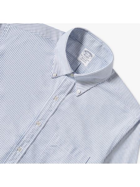Camisa con botones de algodón a rayas Brooks Brothers azul