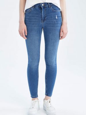 Obnosené priliehavé skinny fit džínsy Defacto modrá