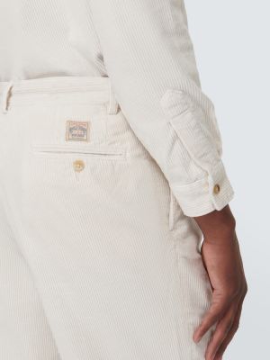 Ravne hlače iz rebrastega žameta Polo Ralph Lauren bela