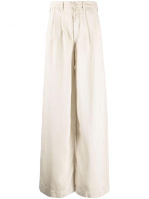 Lněné džíny s vysokým pasem s knoflíky Mother - bílá