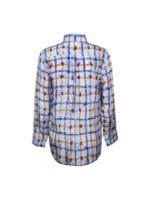 Blusa de seda con estampado con estampado geométrico Marni azul