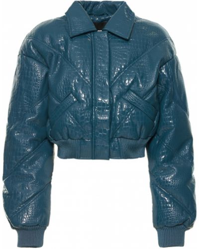 Kožená bomber bunda z ekologickej kože Rotate modrá