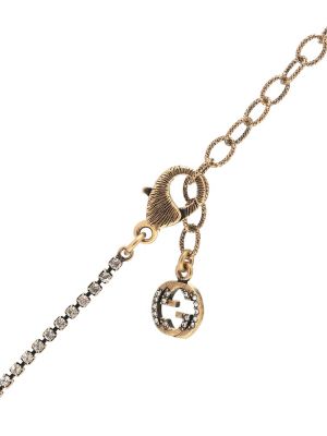 Křišťálový náhrdelník s perlami Gucci zlatý