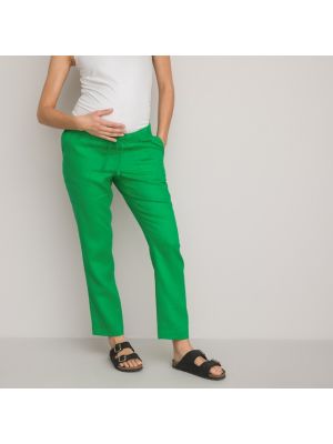 Pantalones rectos de lino La Redoute Collections verde