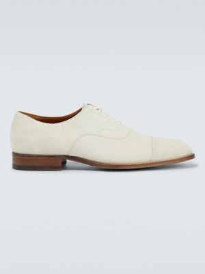 Pantofi derby din piele de căprioară Tom Ford alb