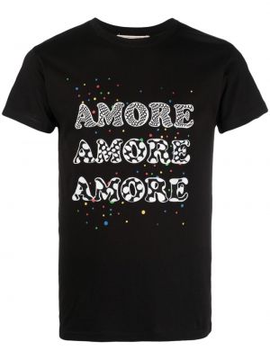 Βαμβακερή μπλούζα με σχέδιο Alessandro Enriquez μαύρο