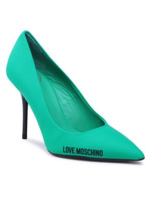 Полуотворени обувки с ток Love Moschino зелено