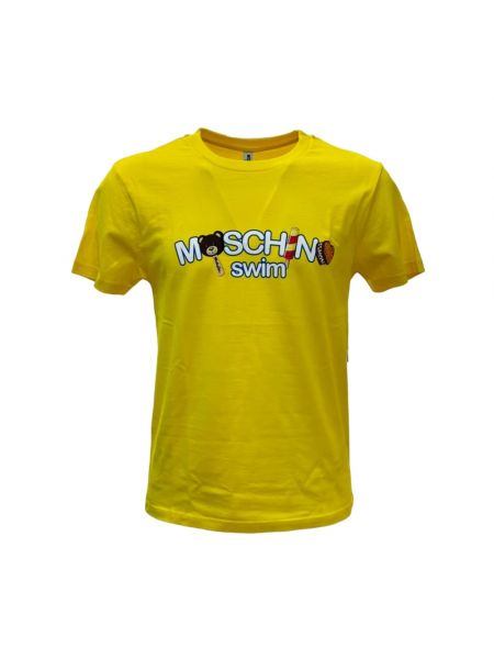 Koszulka bawełniana relaxed fit Moschino żółta