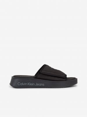 Žabky na platformě Calvin Klein Jeans černé