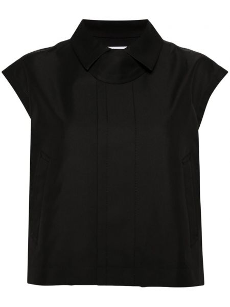 T-shirt mit plisseefalten Sacai schwarz