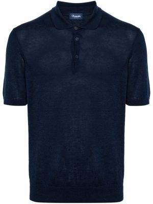 Pamučna lanena polo majica Drumohr plava