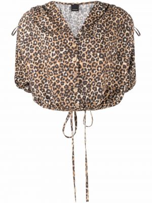 Leopard trykt kort bluse Pinko brun