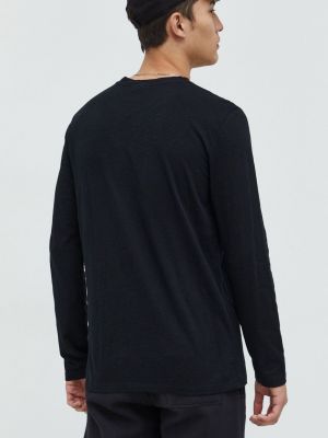 Bavlněné tričko s dlouhým rukávem s dlouhými rukávy Superdry černé