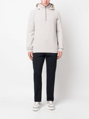 Vlněný svetr s kapucí Herno šedý