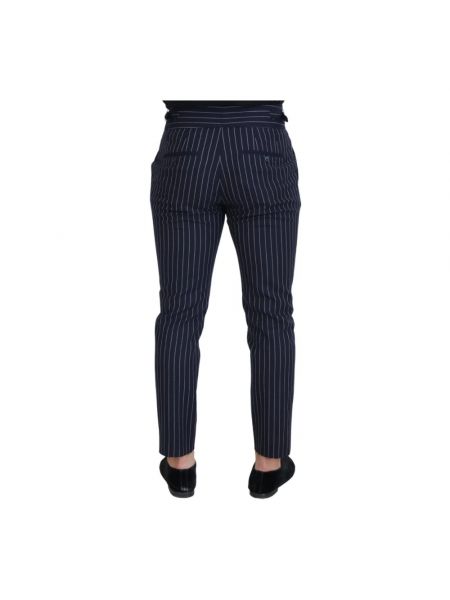 Pantalón clásico de lana slim fit a rayas Dolce & Gabbana azul