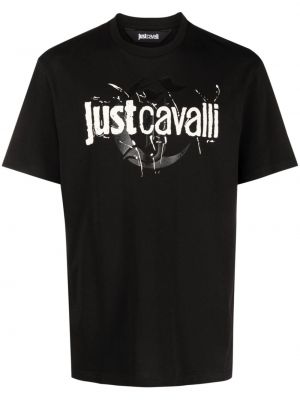 Pamut póló nyomtatás Just Cavalli fekete