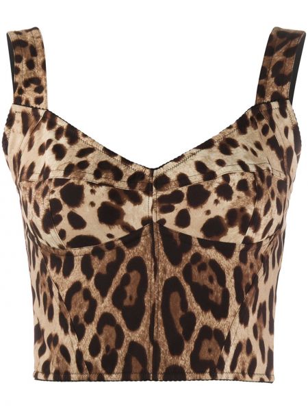 Top s potiskom z leopardjim vzorcem Dolce & Gabbana rjava
