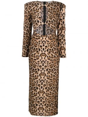 Dlouhé šaty s potlačou s leopardím vzorom The New Arrivals Ilkyaz Ozel hnedá
