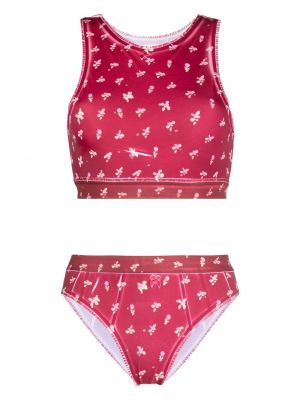 Virágos bikini nyomtatás Cormio piros
