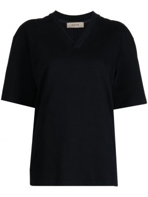 Тениска бродирана с v-образно деколте System черно