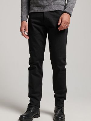Хлопковые прямые джинсы слим Superdry черные
