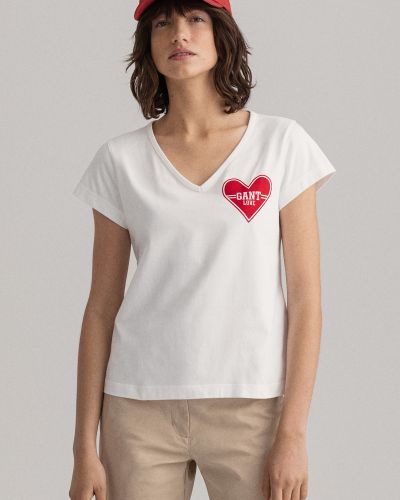 Szív mintás póló Gant fehér