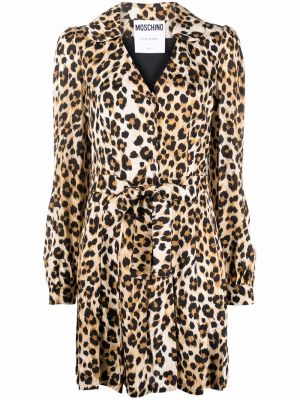 Obleka s potiskom z leopardjim vzorcem Moschino bež