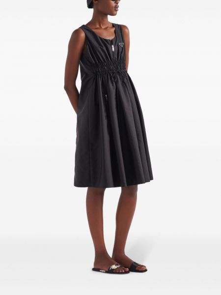 Midi šaty z nylonu Prada černé