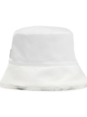 Biała nylonowa czapka Prada