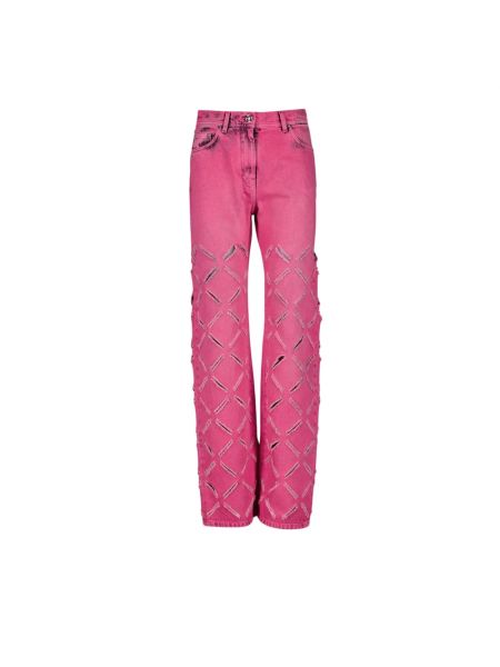 Różowe proste jeansy Versace