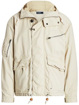 Kockovaná vlnená bunda s mašľou Polo Ralph Lauren biela