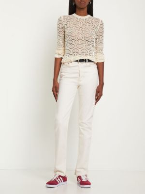 Bavlnené skinny fit džínsy s vysokým pásom Re/done biela