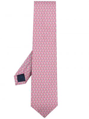 Corbata con estampado animal print Salvatore Ferragamo rosa