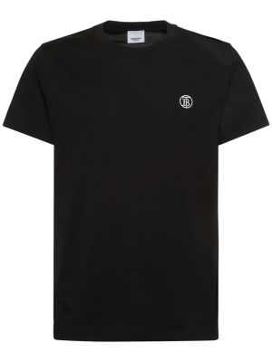 T-shirt di cotone in jersey Burberry nero