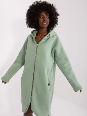 Oversized mikina s kapucí na zip Fashionhunters zelená