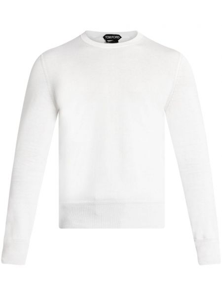 Kokvilnas džemperis ar apaļu kakla izgriezumu Tom Ford balts