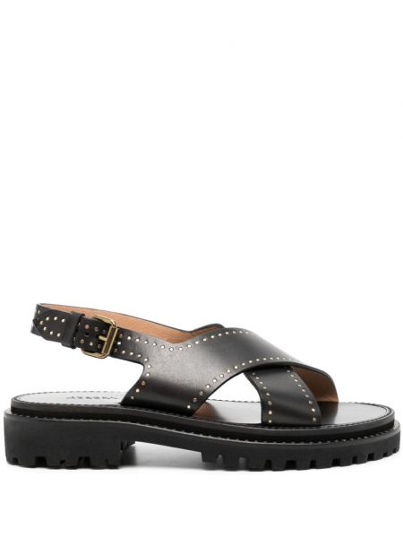 Kožené sandále s cvočkami Marant Etoile čierna