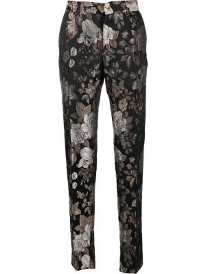 Жакардови панталон slim на цветя Roberto Cavalli черно