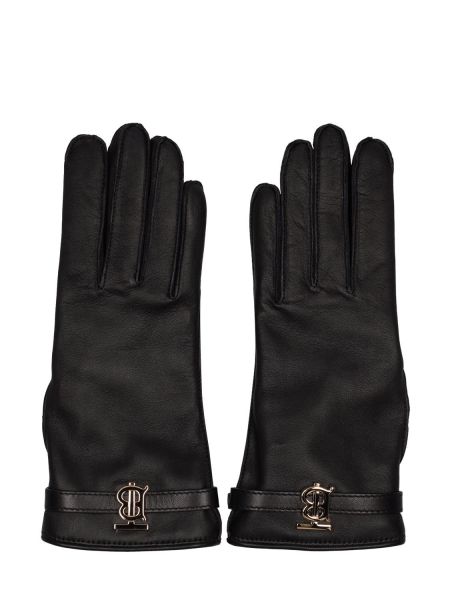 Guantes de cuero Burberry negro