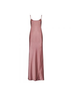 Satynowa sukienka długa Victoria Beckham różowa