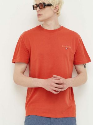 Bavlněné tričko Tommy Jeans oranžové