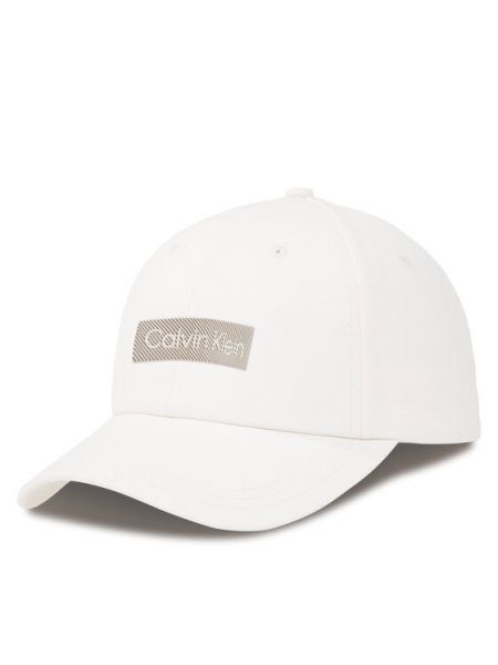 Haftowana czapka z daszkiem bawełniana Calvin Klein biała