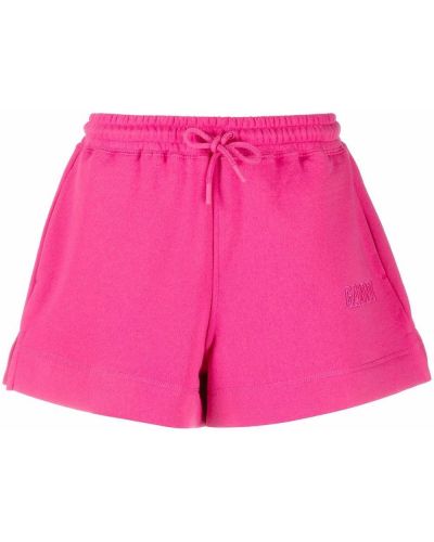 Pantalones cortos deportivos con cordones Ganni rosa