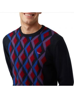 Jersey de tela jersey con estampado geométrico de cuello redondo Harmont & Blaine azul