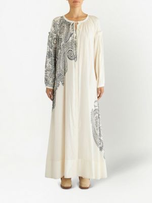 Dlouhé šaty s potiskem s paisley potiskem Etro bílé