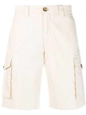 Bavlněné šortky cargo s kapsami Woolrich bílé