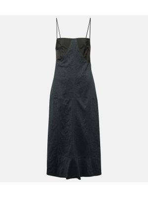 Pamučna midi haljina s čipkom Jil Sander crna